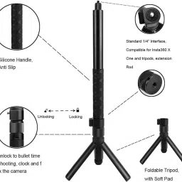 ELFOG 3 IN 1 Bullet Time Handle with Foldable Tripod for Insta 360 One X3 X2 Tripod Kit image 4