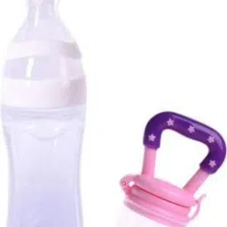 Squeezy Food Grade Silicone Bottle Feeder & Silicone Food Fruit Pacifier/Nibbler/Soother for Babies/Kids/Children (Squeezy Feeder 'White'' + Pacifier 'Pink') (Pack of 2) - Silicone (White & Pink) - SILICONE-image-16