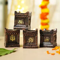 the handicraftian Tulsi Terracotta Gold Diya Set (Pack Of 4)-picture-22