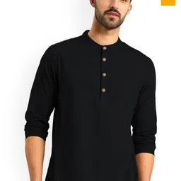 univibe Selection Of 2 Mandarin Collar Pure Cotton Straight Kurtas-image-82