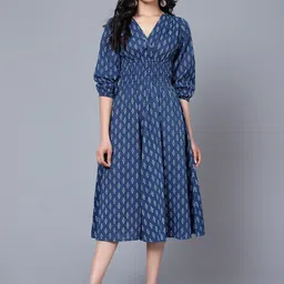 Krunal Raiyani Floral Print Applique Crepe Fit & Flare Maxi Dress-picture-5
