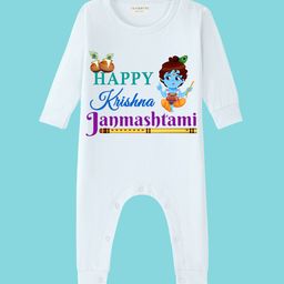 BLUSHES Infants Janmashtami Printed Pure Cotton Full Sleeve Romper-image-61