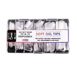 RANORE Set Of 500 Half Matte Square Press On Artificial Nails - Transparent image 1