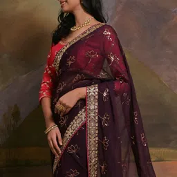Anouk Rustic Embellished Sequinned Pure Georgette Saree image 3