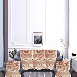 Kuber Industries Maroon & White Printed Cotton Sofa Cover With Arms-image-77