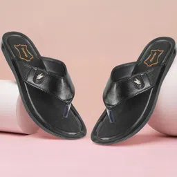 Trump Black PU Flip Flops-picture-1