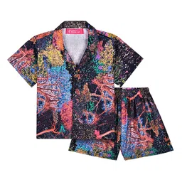 TILISM Boys Printed Short Sleeves Pure Cotton Shirt With Shorts-image-84