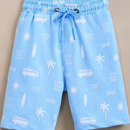 Hopscotch Boys Surf & Palm Blue Island Cotton Shorts-picture-26