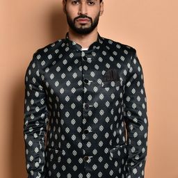 PRINTINDIA Mandarin Collar Single BreastedBlazer-image-8
