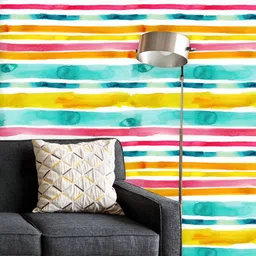 ArtzFolio Printed UV-Resistant Anti-Bacterial Watercolor Stripes Peel & Stick Wallpaper-image-35