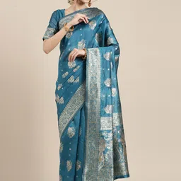 Anouk Rustic Woven Design Zari Silk Blend Baluchari Saree-image-79