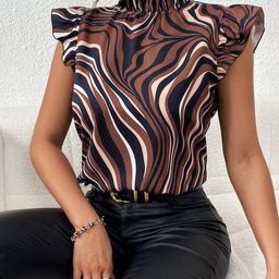 CORSICA women Print Flutter Sleeve Ruffles Top-14