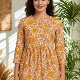 Vaidiki Women White Printed Cotton Tops-picture-22