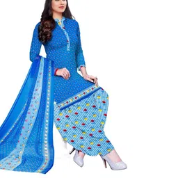Unstitched Printed Cotton Blend Kurta & Patiyala Dress Material with Dupatta-image-39
