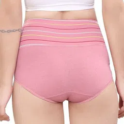 Taslar Pack Of 3 Striped Breathable Cotton Hipster Briefs 036TLARBREF_CRM_LPNK image 4