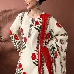 Anouk Women Floral Printed Regular Pure Cotton Kurta with Trousers & With Dupatta-picture-47