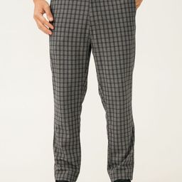 The Pant Project Men Checked Tailored Slim Fit Wrinkle Free Trousers-12