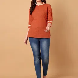 Azira Mandarin Collar Cotton A-Line Top-picture-15