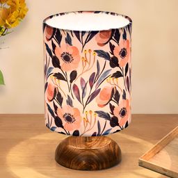 Homesake Peach-Coloured Wood Industrial Cylindrical Shaped Table Lamp-29