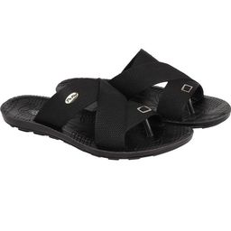 PU-PINE Men Black PU Slip-On Flip Flops With EVA Sole-image-36