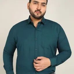 ADWYN PETER Men Plus Size Classic FitSpread Collar Solid Cotton Formal Shirt-image-64