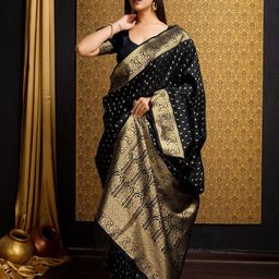 Panchaamrit Woven Design Zari Silk Blend Banarasi Saree-image-38
