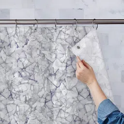 ArtzFolio White & Grey Printed Waterproof Shower Curtains-picture-10