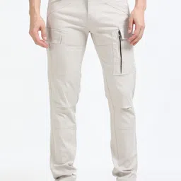 NEVER NEUD Men Relaxed Cargos Trousers-image-60