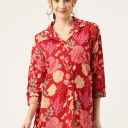 FERANOID Floral Printed Pure Cotton Kurti-image-22