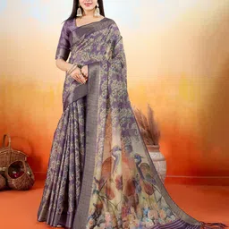 DIVASTRI Kalamkari Printed Zari Tissue Mysore Silk Saree-image-63