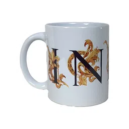 MAATIR DESIGNS White & Yellow Printed Ceramic Glossy Mugs Set of Cups and Mugs image 4