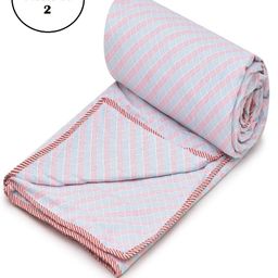 Myntra Elegant Homes Pink & Blue 2 Pieces Microfiber AC Room 150 GSM Single Bed Dohar-image-5