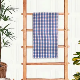 Aura Blue & White Printed Cotton 210 GSM Waffle Ultra Absorbent Bath Towel-picture-8