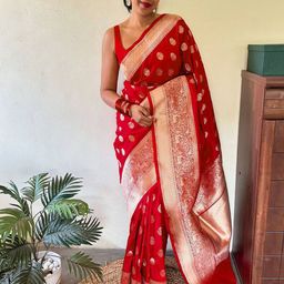 KALINI Woven Design Zari Silk Blend Banarasi Saree-image-32