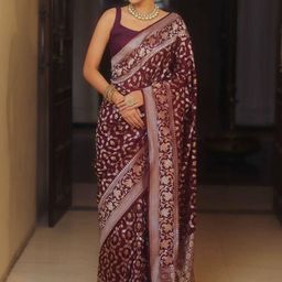 all about you Woven Design Zari Pure Silk Banarasi Saree-picture-33