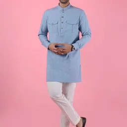 JADE BLUE Men Regular Kurta with Trousers-image-0