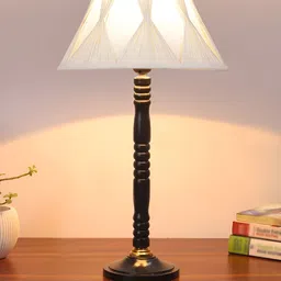 Devansh Off White Wooden Frustum Shaped Table Lamp-image-42