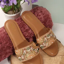Anouk Women Ethnic Round Toe Open Toe Flats with Embroidered-48