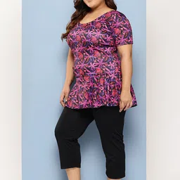 Aarika Printed Plus Size Swimming Dress With Goggle image 4