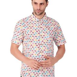 FAADDICTION Men Classic Fit Animal Printed Spread Collar Cotton Casual Shirt-image-102