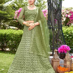 VARNI FABRICS Embroidered Semi-Stitched Lehenga & Unstitched Blouse With Dupatta-image-73
