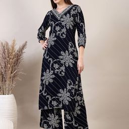 KALINI Women Floral Embroidered Regular Thread Work Kurta with Palazzos-34