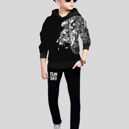 TICOSS Boys Graphic Printed Hooded Neck T-shirt With Trousers-picture-13