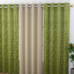 Galaxy Home Decor Multicoloured Set of 3 Room Darkening Window Curtain-77