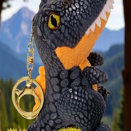 Black Dinosaur Soft Toy Keychain And Keyring-image-57