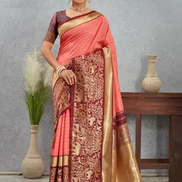 KALINI Woven Design Zari Banarasi Saree With Blouse Piece-picture-41