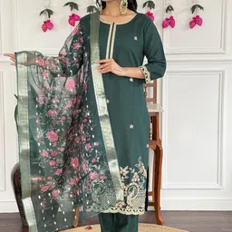BAESD Women Floral Embroidered Kurta with Trouser & Dupatta-picture-26