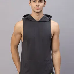 Metronaut Pure Cotton Hooded With Kangaroo Pocket T-Shirt Gym Vest MNT-SD04221066RL-image-7