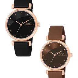 LOUIS DEVIN Women Set of 2 Embellished Analogue Watch LDCM-191-BLK-BRW-19