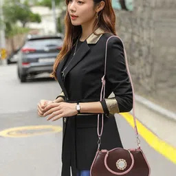 ROLEXO Structured Sling Bag with Applique image 3